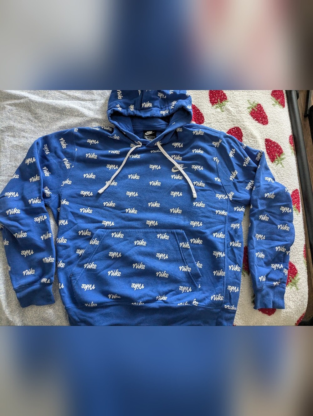 Nike Blue Logo-Print Pullover Hoodie